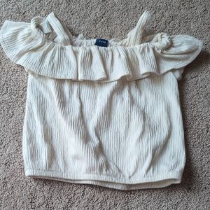 Old Navy Cream Sleeveless Ruffled Ribbed Blouse